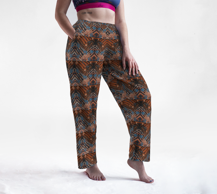 "Orange Geometric" Lounge Pants (Orange, Blue)