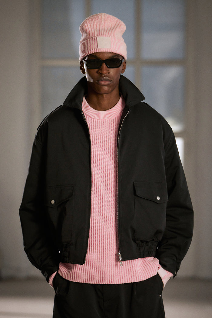 PADDED SMART FLIGHT BOMBER JACKET - BLACK