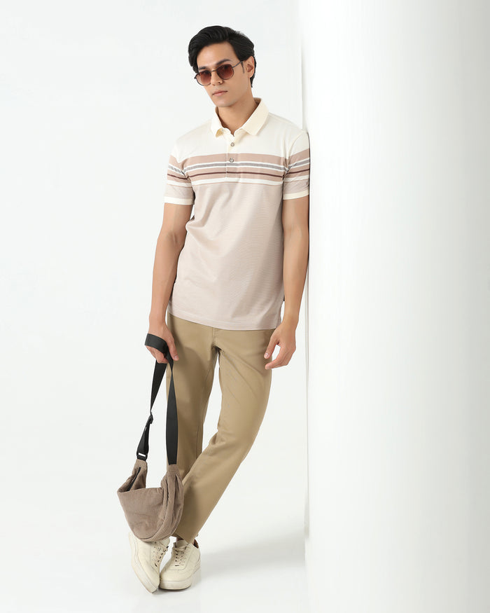 Polo Beige Stripe T-Shirt - Bella