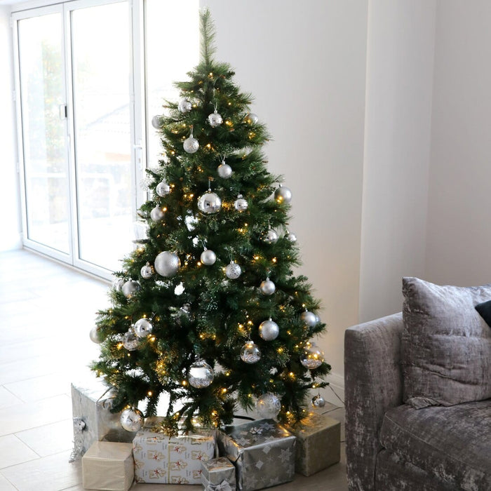 Pre-Lit Christmas Tree Warm White LEDs Green Mixed Pine 6ft/7ft