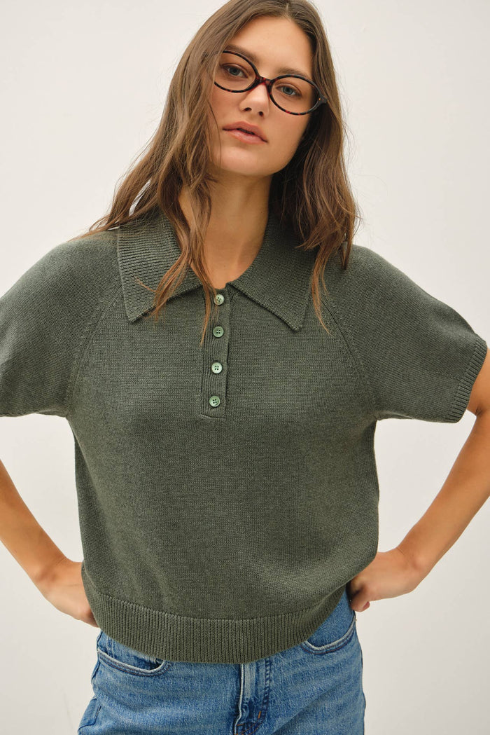 RAGLAN POLO SWEATER