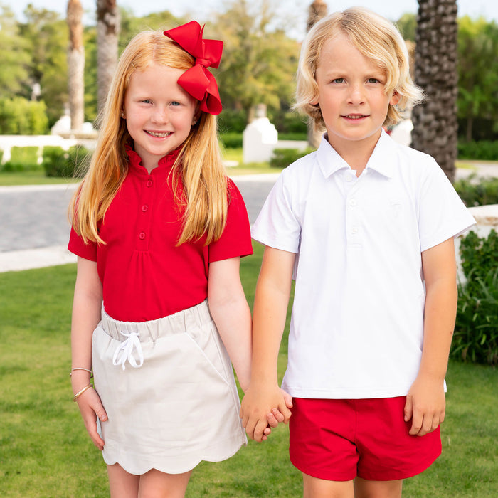 Red Pique Knit Ruffle Polo - red pique girls polo dress matching clothing 5