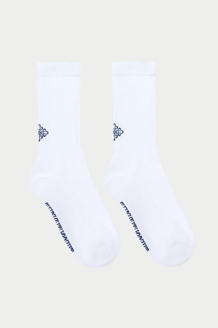 REVERSE EMBLEM COPYRIGHT SOCKS - WHITE NAVY