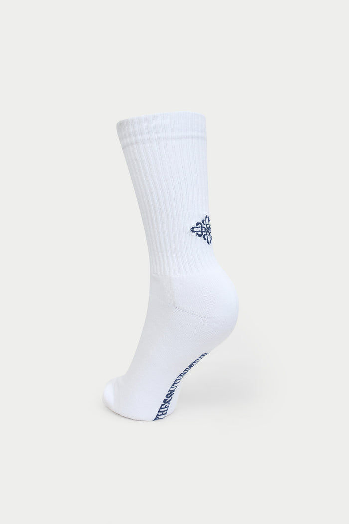 REVERSE EMBLEM COPYRIGHT SOCKS - WHITE NAVY
