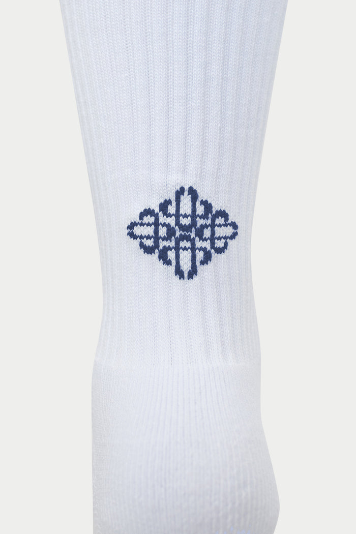REVERSE EMBLEM COPYRIGHT SOCKS - WHITE NAVY