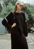 Ribbed Jumper with Contrasting Embroidery