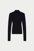 RIBBED ROLL NECK TOP - BLACK