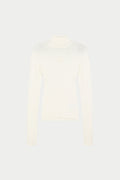 RIBBED ROLL NECK TOP - BONE
