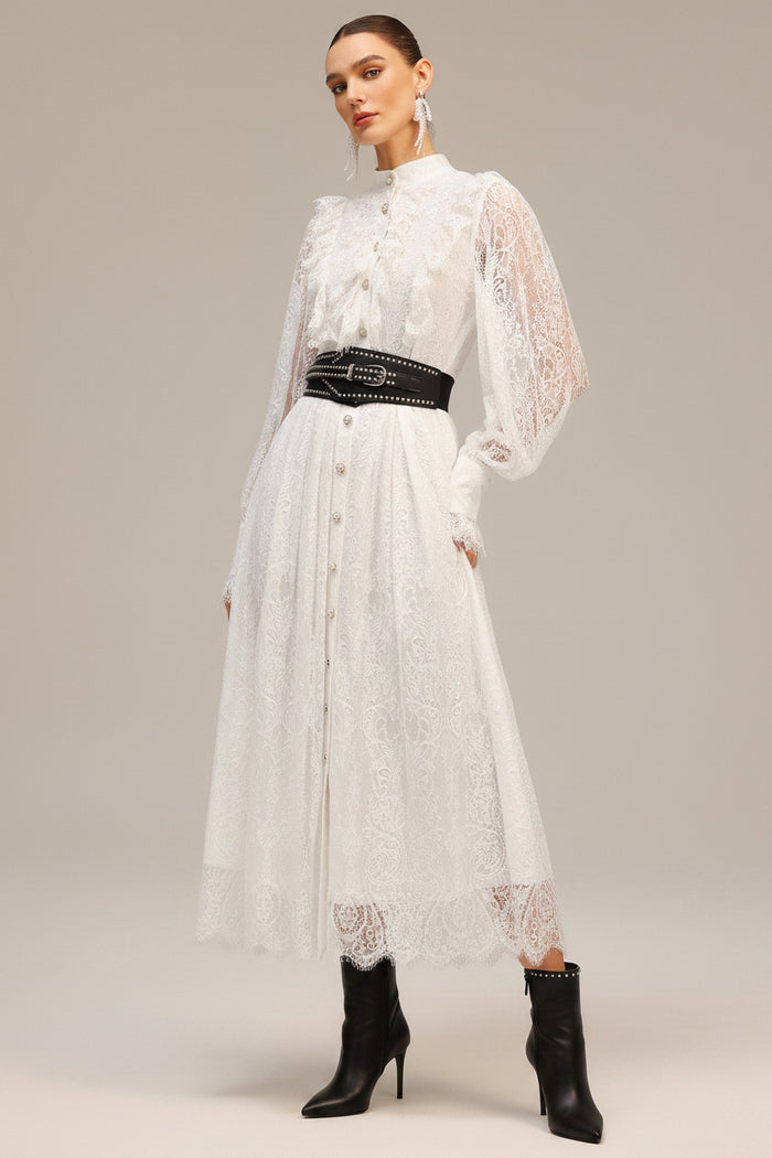 Selena Lace Button-Down Midi Dress