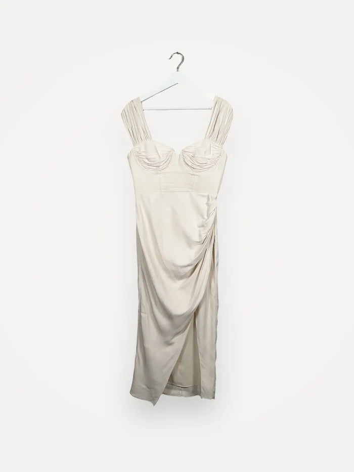 Self-Portrait Ivory Stretch Crepe Midi-klänning