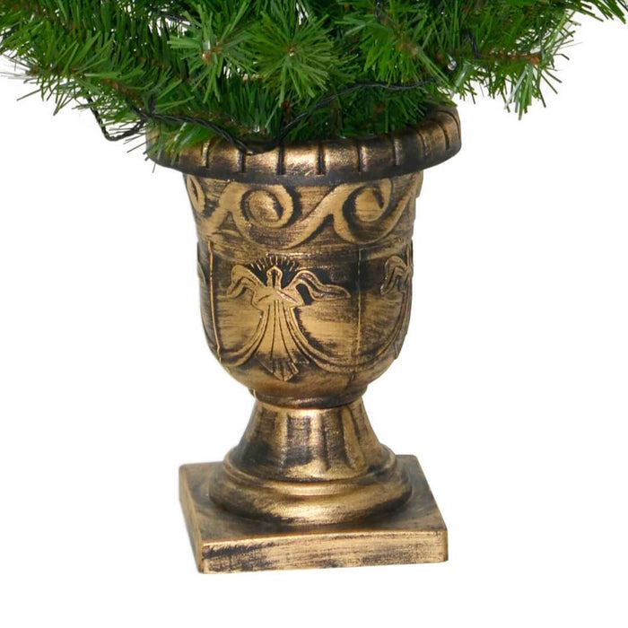 Set Of 2 4ft Pre-lit Artificial Pine Pathway Christmas Trees