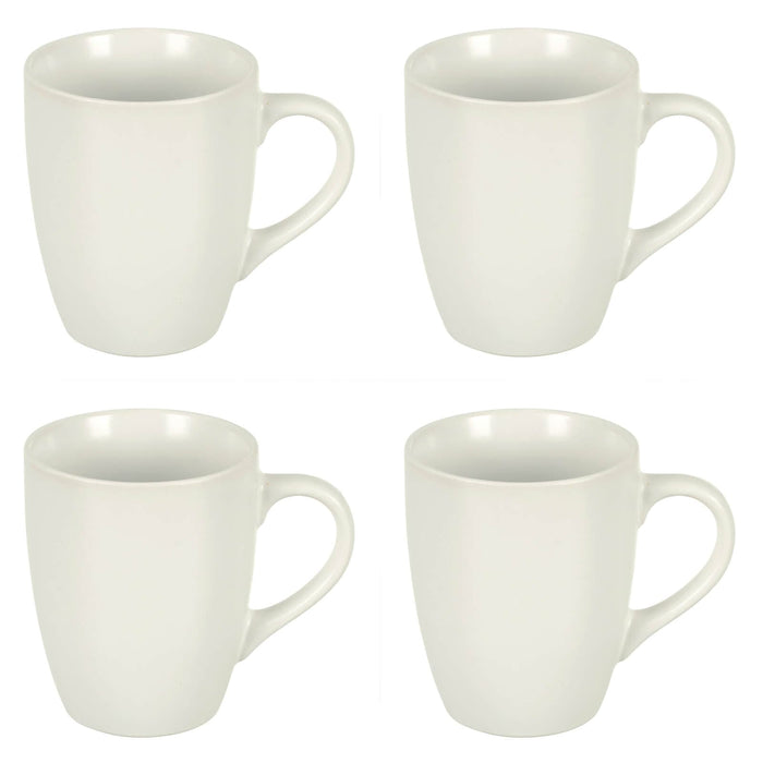 Set of 4 Matt Coloured Stoneware Coffee Mugs Tea Coffee White