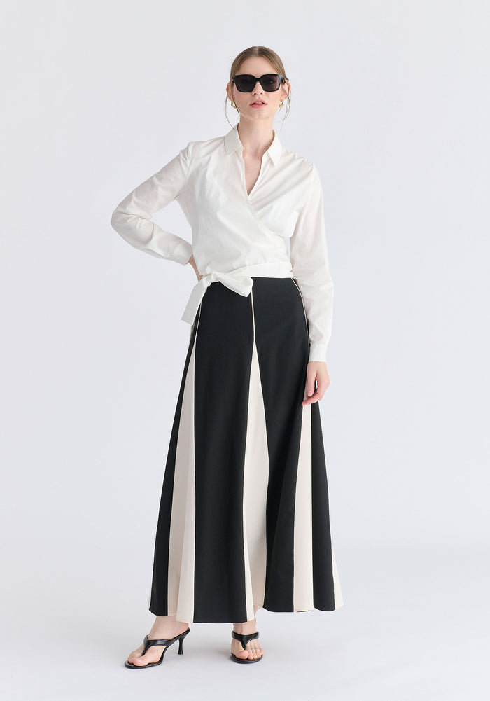Side Tie Wrap Blouse in White Front