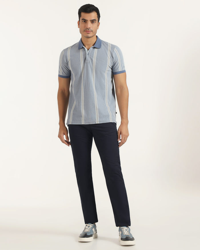 Slim Comfort B-95 Casual Navy Solid Khakis - Fred
