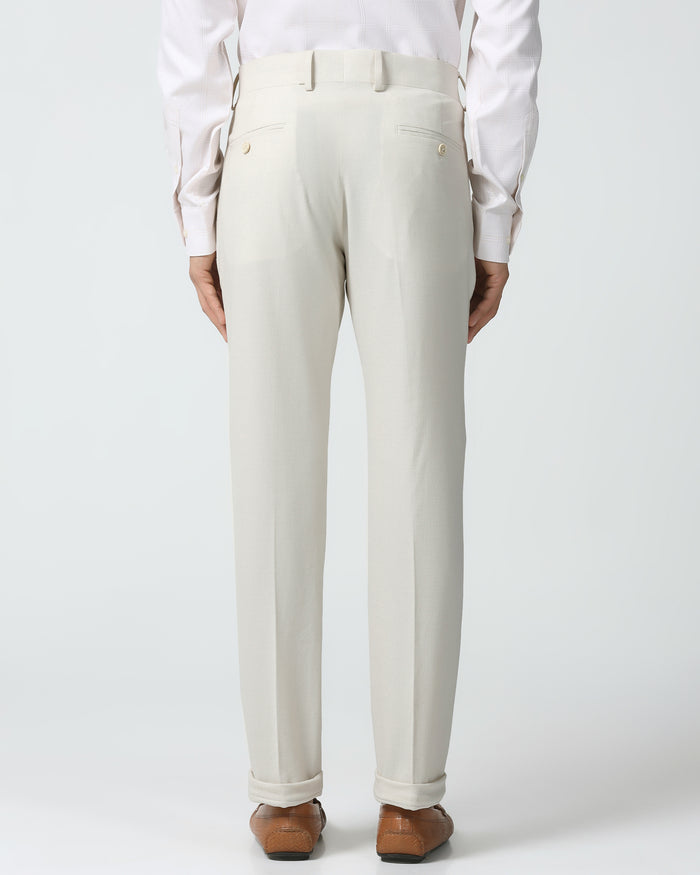 Slim Comfort B-95 Formal Beige Textured Trouser - Veneta