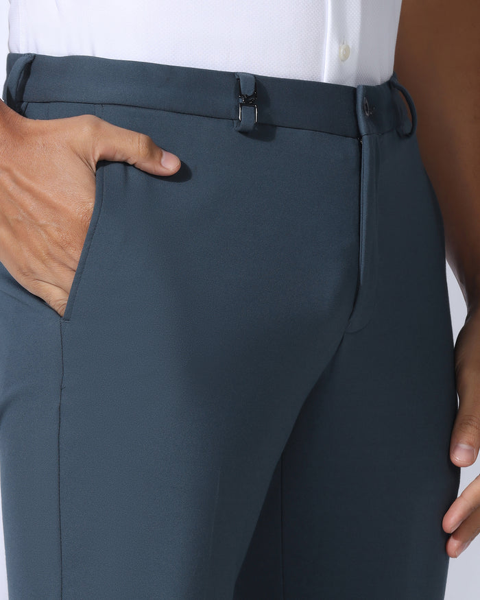 Slim Comfort B-95 Formal Blue Solid Trouser - Oak