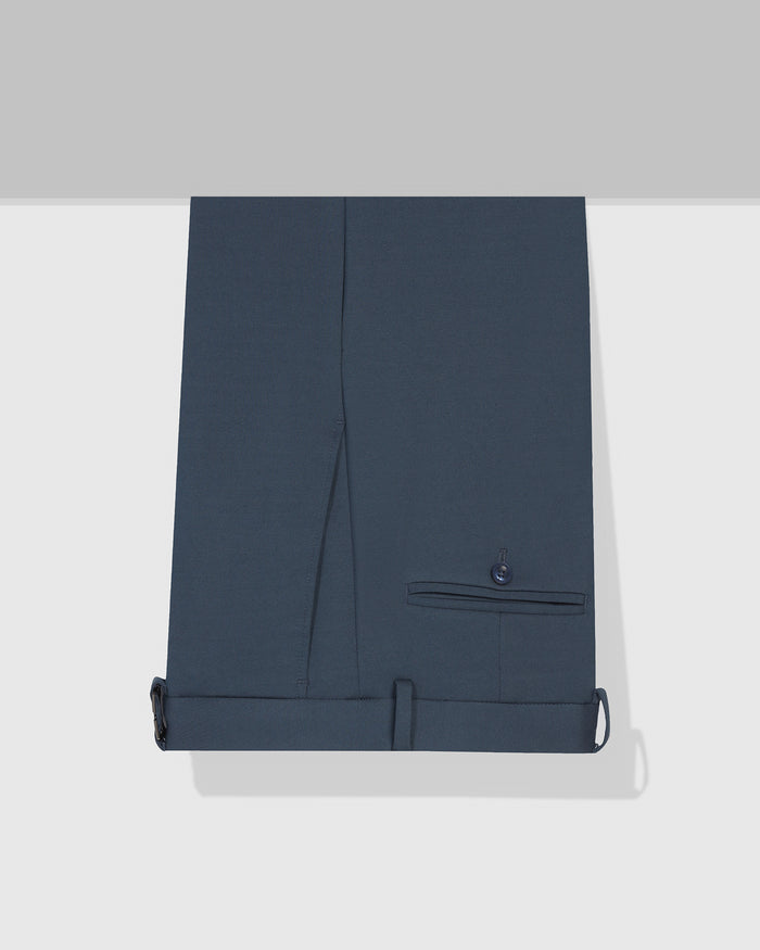 Slim Comfort B-95 Formal Blue Solid Trouser - Oak