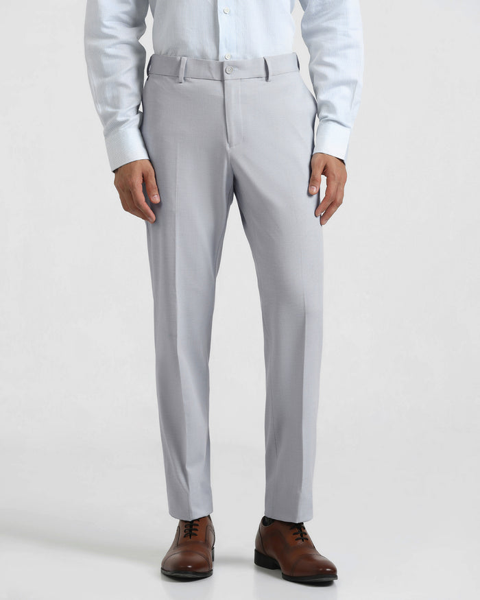 Slim Comfort B-95 Formal Light Blue Textured Trouser - Hilton