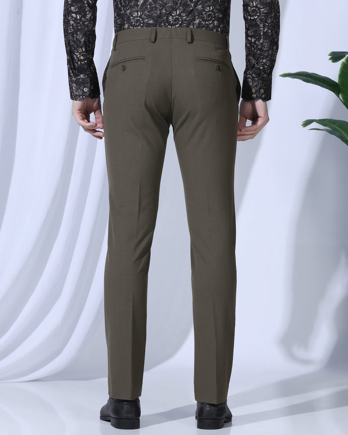 Slim Fit B-91 Formal Brown Solid Trouser - Jonny