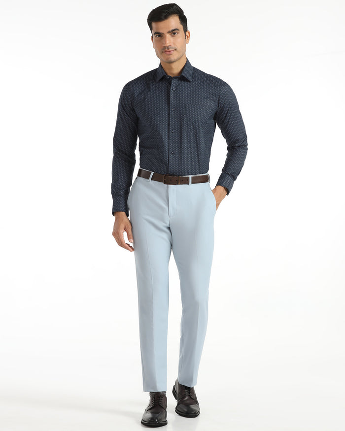 Slim Fit B-91 Formal Light Blue Solid Trouser - Kenneth