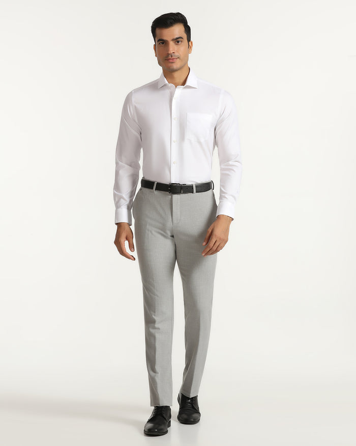 Slim Fit B-91 Formal Light Grey Textured Trouser - Tumi