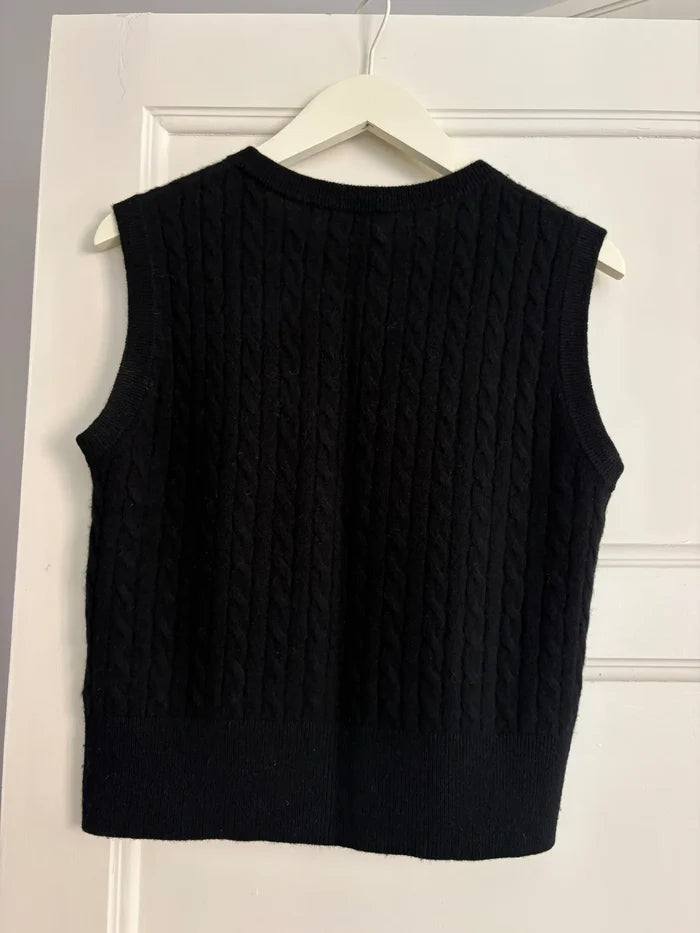 Soft Goat Cable Knit Singlet-kashmirväst