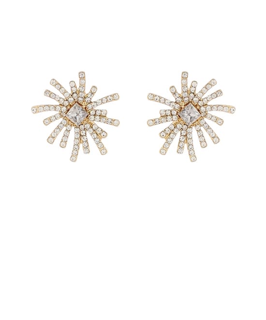 Sparkling Patriotic Firework Crystal Statement Earrings