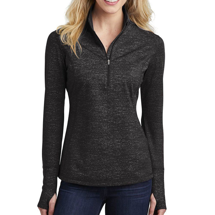 Sport-Tek Women's Sport-Wick Stretch Reflective Heather Half-Zip Pullover