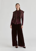 Striped Triangle Scarf in Wine Front