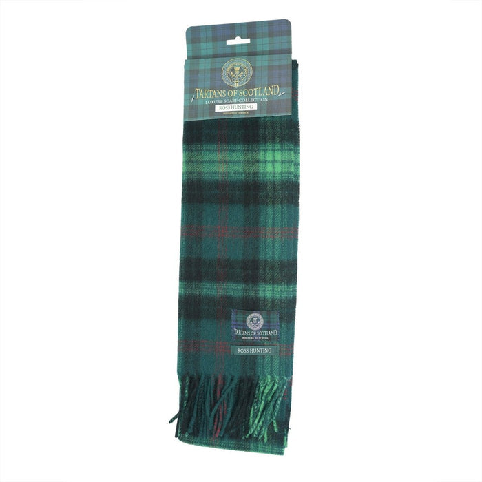 Tartan of Scotland 100% Pure New Wool Clan Scarf - Ross Hunting - Heritage Of Scotland -