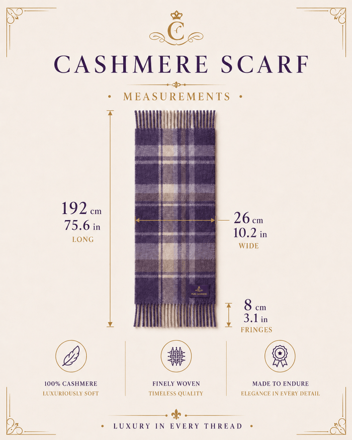 Tartan Weaving Mill 100% Pure Cashmere Scarf - Made in Scotland - Alba Vicuna - Heritage Of Scotland -