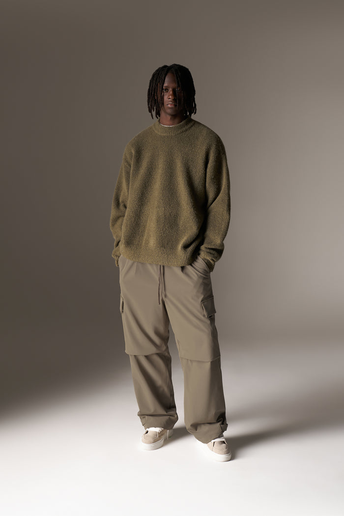 TECHNICAL WIDE LEG TROUSERS - KHAKI