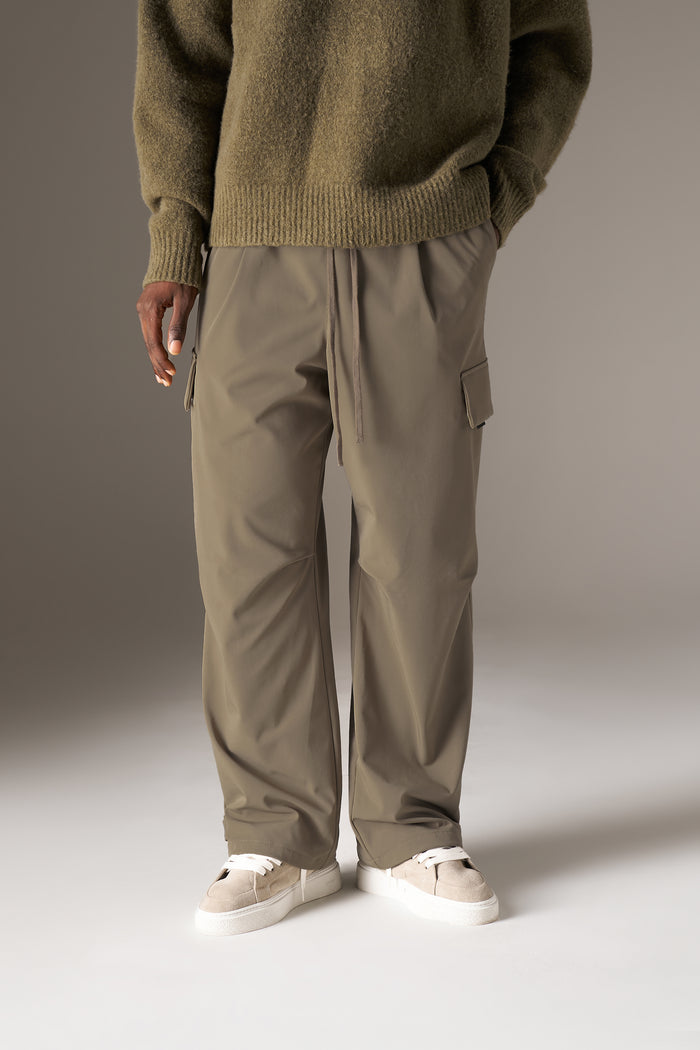 TECHNICAL WIDE LEG TROUSERS - KHAKI
