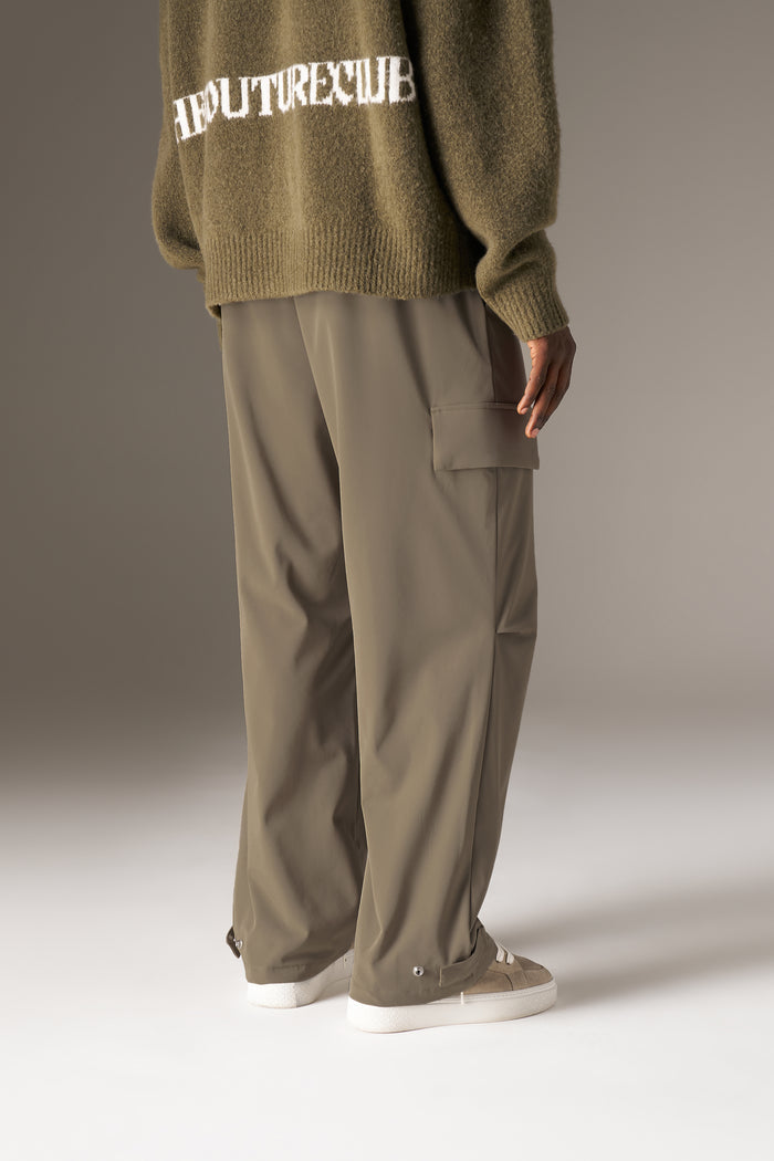 TECHNICAL WIDE LEG TROUSERS - KHAKI