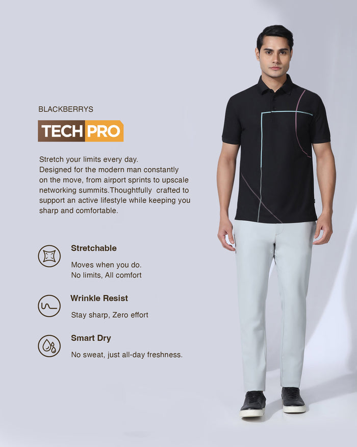 TechPro Polo Black Printed T-Shirt - Techno