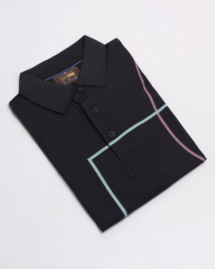 TechPro Polo Black Printed T-Shirt - Techno