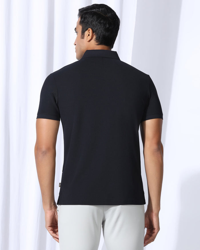 TechPro Polo Navy Printed T-Shirt - Slash
