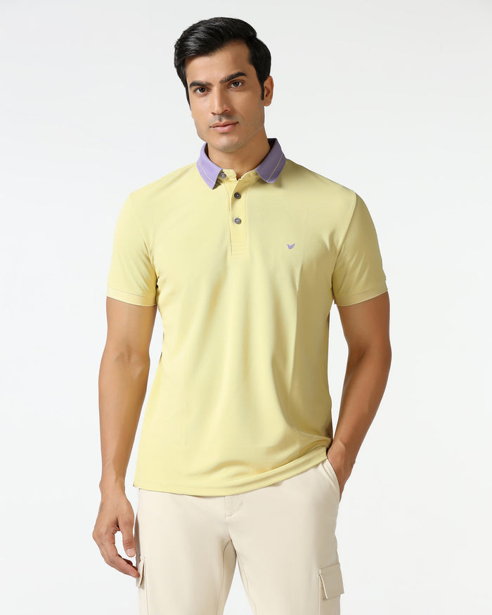 TechPro Polo Powder Yellow Solid T-Shirt - Terra