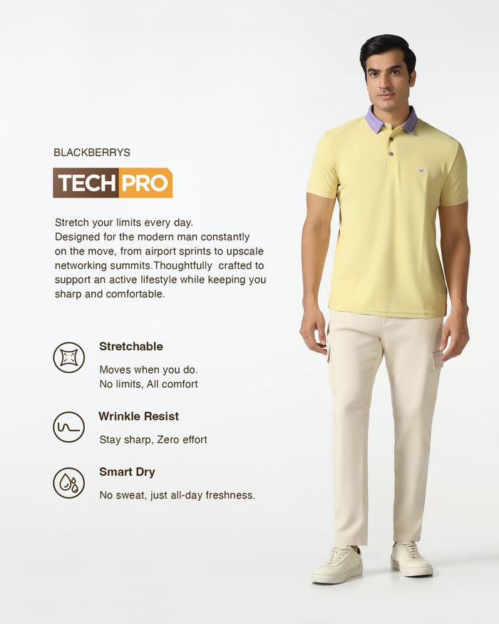 TechPro Polo Powder Yellow Solid T-Shirt - Terra