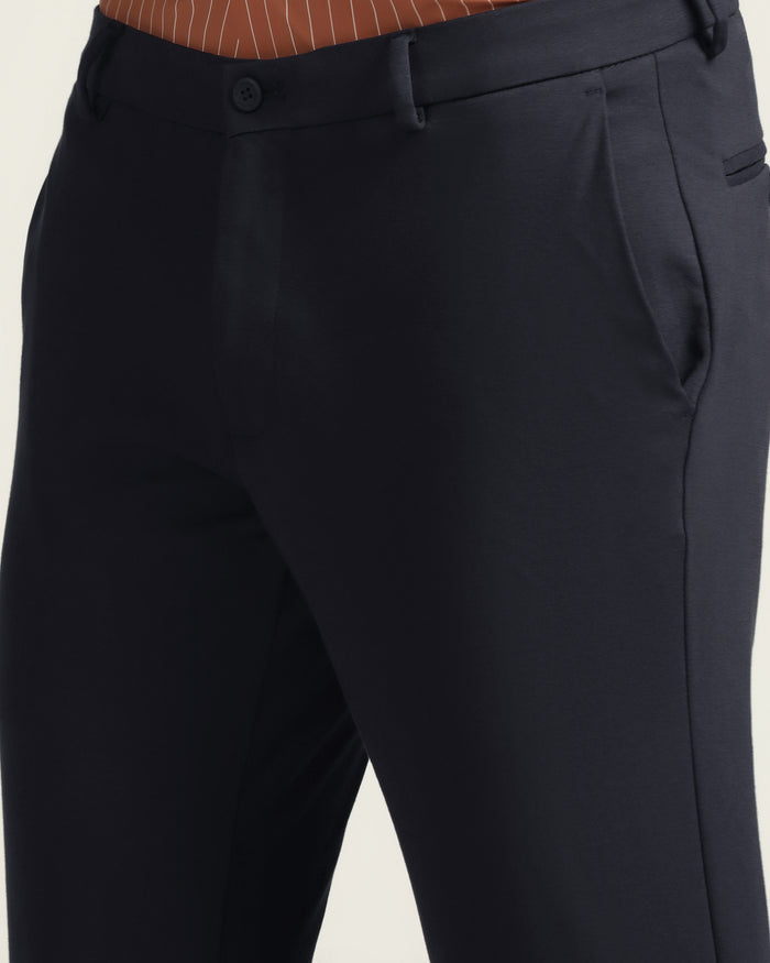 TechPro Slim Fit B-91 Casual Navy Solid Khakis - Ziea