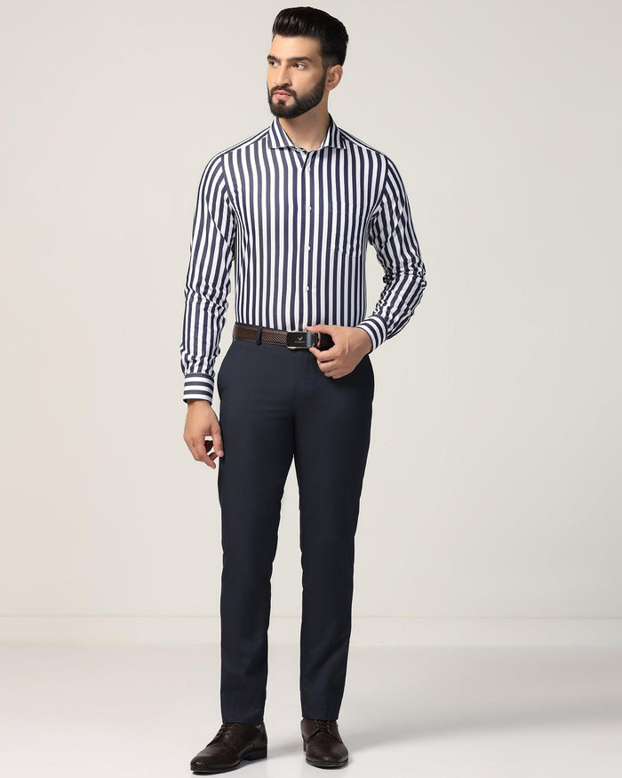 Temp Tech Formal Navy Stripe Shirt - Geneva