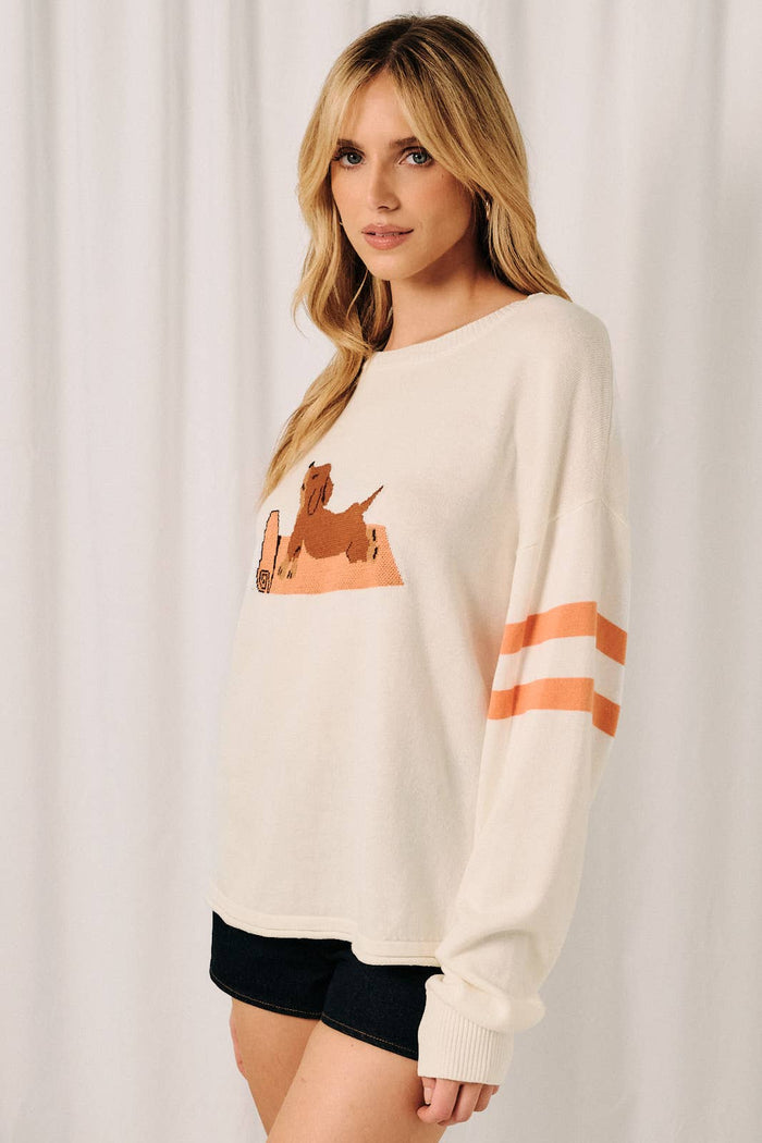 The Dachshund Yoga Club Intarsia Knit Sweater