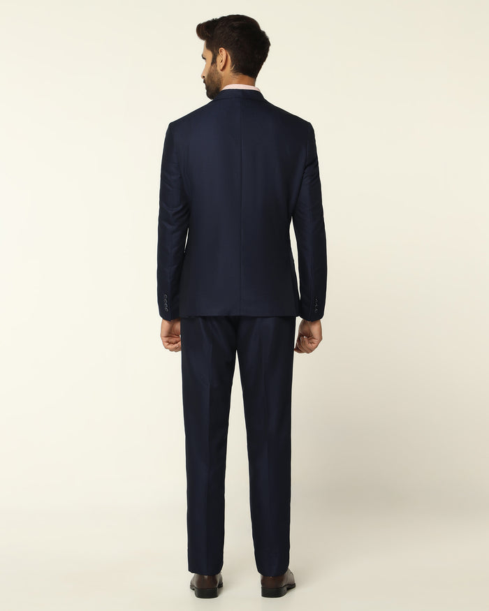 Three Piece Navy Textured Formal Suit - Rayner