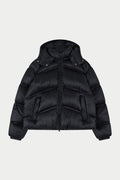 TRANSLUCENT HOODED PUFFER - BLACK