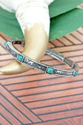 Turquoise and Silvertone Stretch Bracelet