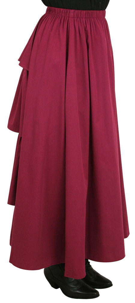 Twill Bustle Skirt - Burgundy