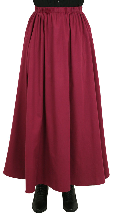 Twill Bustle Skirt - Burgundy