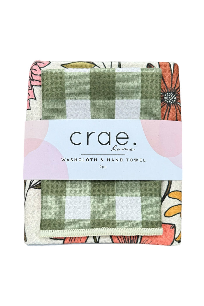 Urban/Olive: Double Sided-Hand Towel Washcloth Set