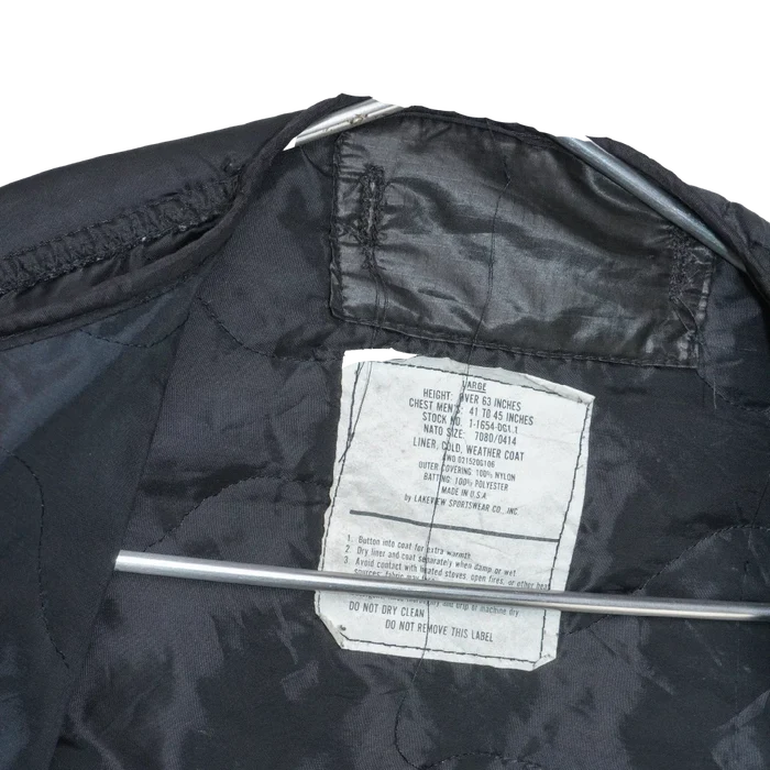 US Made Black M65 Field Jacket Liner - Large - Army & Outdoors - Jacket Liner