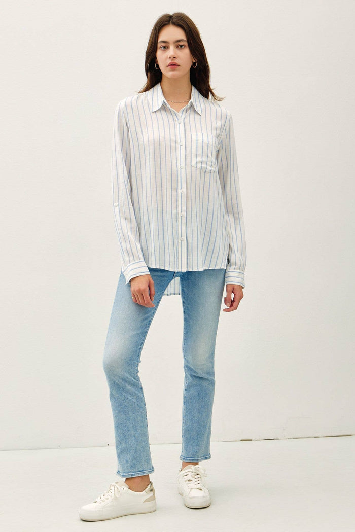 VERTICAL STRIPE BUTTON UP SHIRT